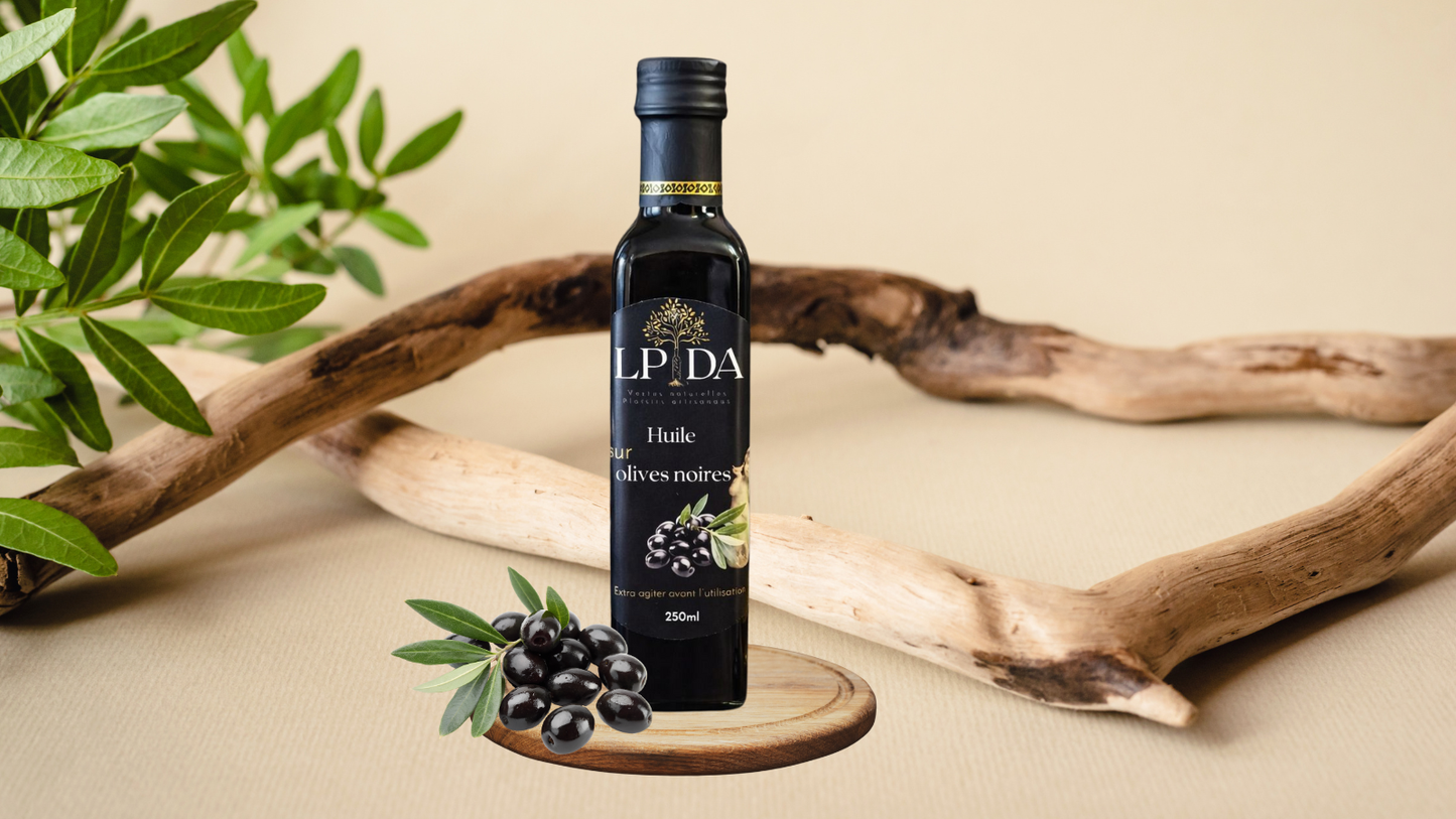 Huile aux olives noires artisanale – Saveur intense & méditerranéenne